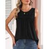 Zeagoo Womens Tank Tops 2026 Summer Pleated Scoop Neck Sleeveless Lace Crochet Boho Tops Dressy Casual Loose Fit Blouses(Black)