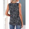 Zeagoo Womens Tank Tops 2026 Summer Pleated Scoop Neck Sleeveless Lace Crochet Boho Tops Dressy Casual Loose Fit Blouses(Black Boho Print)