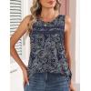 Zeagoo Womens Tank Tops 2026 Summer Pleated Scoop Neck Sleeveless Lace Crochet Boho Tops Dressy Casual Loose Fit Blouses(Black Boho Print)