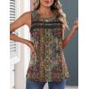 Zeagoo Womens Tank Tops 2026 Summer Pleated Scoop Neck Sleeveless Lace Crochet Boho Tops Dressy Casual Loose Fit Blouses(Brown Boho Print)