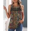 Zeagoo Womens Tank Tops 2026 Summer Pleated Scoop Neck Sleeveless Lace Crochet Boho Tops Dressy Casual Loose Fit Blouses(Brown Boho Print)