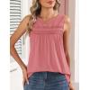 Zeagoo Womens Tank Tops 2026 Summer Pleated Scoop Neck Sleeveless Lace Crochet Boho Tops Dressy Casual Loose Fit Blouses(Coral)