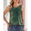 Zeagoo Womens Tank Tops 2026 Summer Pleated Scoop Neck Sleeveless Lace Crochet Boho Tops Dressy Casual Loose Fit Blouses(Green Flower)