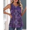 Zeagoo Womens Tank Tops 2026 Summer Pleated Scoop Neck Sleeveless Lace Crochet Boho Tops Dressy Casual Loose Fit Blouses(Purple Boho Print)