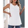 Zeagoo Womens Tank Tops 2026 Summer Pleated Scoop Neck Sleeveless Lace Crochet Boho Tops Dressy Casual Loose Fit Blouses(White)