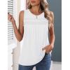 Zeagoo Womens Tank Tops 2026 Summer Pleated Scoop Neck Sleeveless Lace Crochet Boho Tops Dressy Casual Loose Fit Blouses(White)
