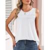 Zeagoo Womens Tank Tops 2026 Summer Pleated Scoop Neck Sleeveless Lace Crochet Boho Tops Dressy Casual Loose Fit Blouses(White)