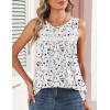 Zeagoo Womens Tank Tops 2026 Summer Pleated Scoop Neck Sleeveless Lace Crochet Boho Tops Dressy Casual Loose Fit Blouses(White Red Flower)