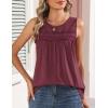 Zeagoo Womens Tank Tops 2026 Summer Pleated Scoop Neck Sleeveless Lace Crochet Boho Tops Dressy Casual Loose Fit Blouses(Wine Red)