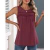 Zeagoo Womens Tank Tops 2026 Summer Pleated Scoop Neck Sleeveless Lace Crochet Boho Tops Dressy Casual Loose Fit Blouses(Wine Red)