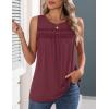 Zeagoo Womens Tank Tops 2026 Summer Pleated Scoop Neck Sleeveless Lace Crochet Boho Tops Dressy Casual Loose Fit Blouses(Wine Red)