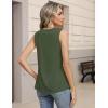 Zeagoo Womens Tank Tops Pleated V Neck Dressy Casual Sleeveless Blouse Textured Summer Business Work Shirts(Army Green)