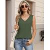 Zeagoo Womens Tank Tops Pleated V Neck Dressy Casual Sleeveless Blouse Textured Summer Business Work Shirts(Army Green)