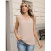 Zeagoo Womens Tank Tops Pleated V Neck Dressy Casual Sleeveless Blouse Textured Summer Business Work Shirts(Beige)