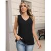 Zeagoo Womens Tank Tops Pleated V Neck Dressy Casual Sleeveless Blouse Textured Summer Business Work Shirts(Black)