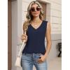 Zeagoo Womens Tank Tops Pleated V Neck Dressy Casual Sleeveless Blouse Textured Summer Business Work Shirts(Navy Blue)