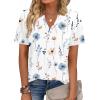 Zeagoo Womens Tops Short Sleeve V Neck Tee Shirts Cute Dressy Casual Clothing Business Work Blouse(A-white Flowers Bf290)