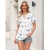 Zeagoo Womens Tops Short Sleeve V Neck Tee Shirts Cute Dressy Casual Clothing Business Work Blouse(A-white Flowers Bf290)