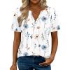 Zeagoo Womens Tops Short Sleeve V Neck Tee Shirts Cute Dressy Casual Clothing Business Work Blouse(A-white Flowers Bf290)