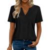 Zeagoo Womens Tops Short Sleeve V Neck Tee Shirts Cute Dressy Casual Clothing Business Work Blouse(Black)
