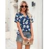 Zeagoo Womens Tops Short Sleeve V Neck Tee Shirts Cute Dressy Casual Clothing Business Work Blouse(Blue Floral Sf157)
