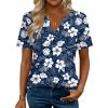 Zeagoo Womens Tops Short Sleeve V Neck Tee Shirts Cute Dressy Casual Clothing Business Work Blouse(Blue Floral Sf157)