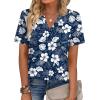 Zeagoo Womens Tops Short Sleeve V Neck Tee Shirts Cute Dressy Casual Clothing Business Work Blouse(Blue Floral Sf157)
