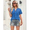 Zeagoo Womens Tops Short Sleeve V Neck Tee Shirts Cute Dressy Casual Clothing Business Work Blouse(Blue Stripes Zr459)