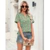 Zeagoo Womens Tops Short Sleeve V Neck Tee Shirts Cute Dressy Casual Clothing Business Work Blouse(Green Flowers Xh534)