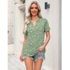 Zeagoo Womens Tops Short Sleeve V Neck Tee Shirts Cute Dressy Casual Clothing Business Work Blouse(Green Flowers Xh534)