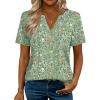 Zeagoo Womens Tops Short Sleeve V Neck Tee Shirts Cute Dressy Casual Clothing Business Work Blouse(Green Flowers Xh534)