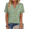 Zeagoo Womens Tops Short Sleeve V Neck Tee Shirts Cute Dressy Casual Clothing Business Work Blouse(Green Flowers Xh534)
