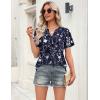 Zeagoo Womens Tops Short Sleeve V Neck Tee Shirts Cute Dressy Casual Clothing Business Work Blouse(Navy Floral Sf180)
