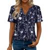 Zeagoo Womens Tops Short Sleeve V Neck Tee Shirts Cute Dressy Casual Clothing Business Work Blouse(Navy Floral Sf180)