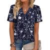 Zeagoo Womens Tops Short Sleeve V Neck Tee Shirts Cute Dressy Casual Clothing Business Work Blouse(Navy Floral Sf180)