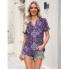 Zeagoo Womens Tops Short Sleeve V Neck Tee Shirts Cute Dressy Casual Clothing Business Work Blouse(Purple Boho Mz907)