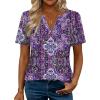 Zeagoo Womens Tops Short Sleeve V Neck Tee Shirts Cute Dressy Casual Clothing Business Work Blouse(Purple Boho Mz907)