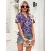 Zeagoo Womens Tops Short Sleeve V Neck Tee Shirts Cute Dressy Casual Clothing Business Work Blouse(Purple Boho Mz907)