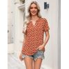 Zeagoo Womens Tops Short Sleeve V Neck Tee Shirts Cute Dressy Casual Clothing Business Work Blouse(Red Flower Sf230)