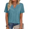 Zeagoo Womens Tops Short Sleeve V Neck Tee Shirts Cute Dressy Casual Clothing Business Work Blouse(Turquoise)