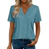 Zeagoo Womens Tops Short Sleeve V Neck Tee Shirts Cute Dressy Casual Clothing Business Work Blouse(Turquoise)