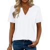 Zeagoo Womens Tops Short Sleeve V Neck Tee Shirts Cute Dressy Casual Clothing Business Work Blouse(White)