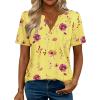 Zeagoo Womens Tops Short Sleeve V Neck Tee Shirts Cute Dressy Casual Clothing Business Work Blouse(Yellow Flowers Bf351)