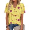 Zeagoo Womens Tops Short Sleeve V Neck Tee Shirts Cute Dressy Casual Clothing Business Work Blouse(Yellow Flowers Bf351)