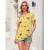 Zeagoo Womens Tops Short Sleeve V Neck Tee Shirts Cute Dressy Casual Clothing Business Work Blouse(Yellow Flowers Bf351)