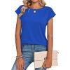 Zeagoo Womens Tops Summer Casual Cap Sleeve Tshirts Shirts Business Dressy Spring Fashion Outfits Trendy Clothes(Blue)