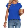 Zeagoo Womens Tops Summer Casual Cap Sleeve Tshirts Shirts Business Dressy Spring Fashion Outfits Trendy Clothes(Blue)