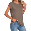 Zeagoo Womens Tops Summer Casual Cap Sleeve Tshirts Shirts Business Dressy Spring Fashion Outfits Trendy Clothes(Chocolate Brown)