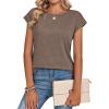Zeagoo Womens Tops Summer Casual Cap Sleeve Tshirts Shirts Business Dressy Spring Fashion Outfits Trendy Clothes(Chocolate Brown)