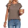 Zeagoo Womens Tops Summer Casual Cap Sleeve Tshirts Shirts Business Dressy Spring Fashion Outfits Trendy Clothes(Chocolate Brown)